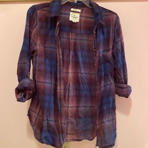 Blue and Pink American Eagle flannel